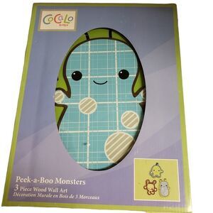 CoCaLo Peek-A-Boo Monster 3 Piece Wood Wall Art Nursery Child Decor